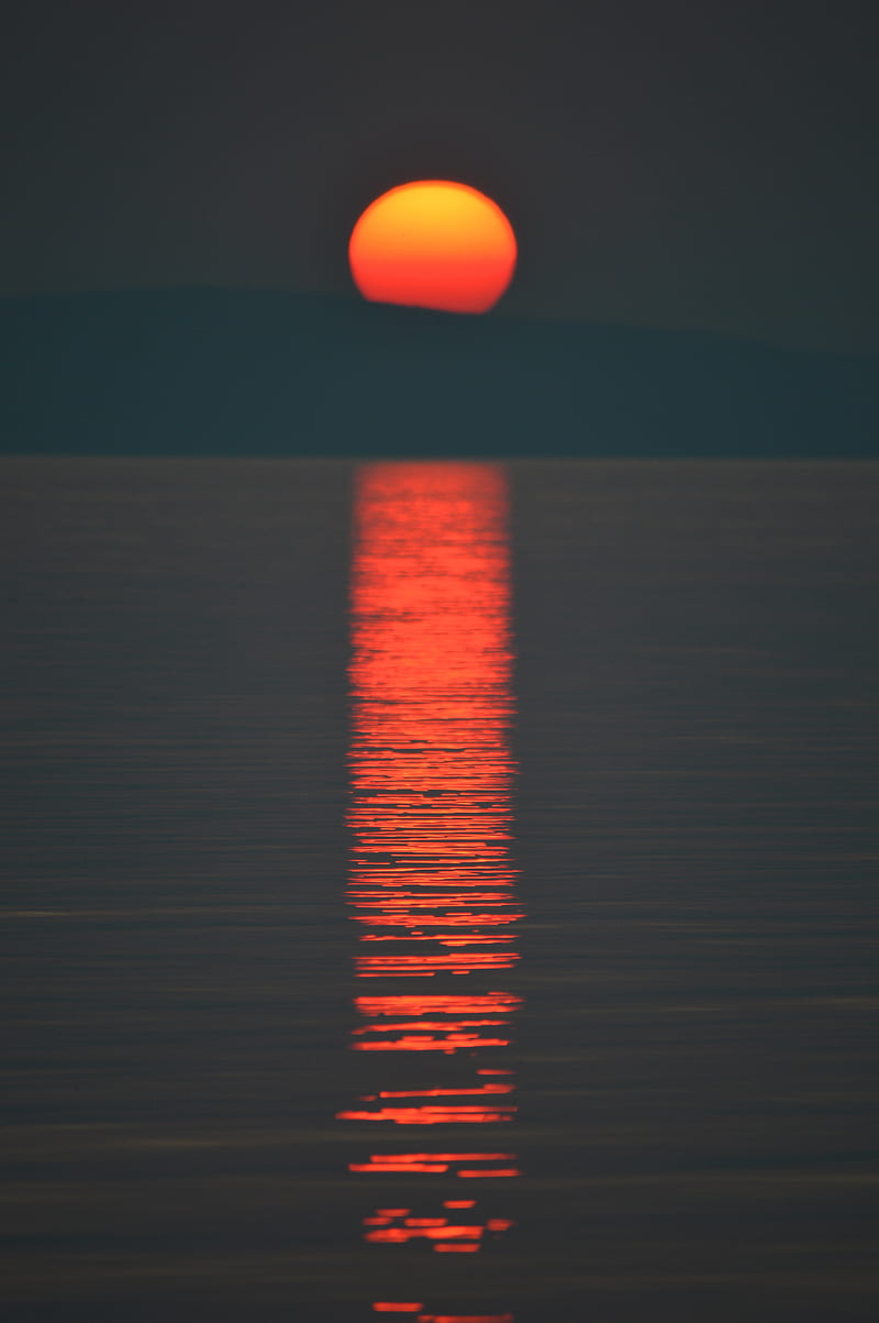 sunset, sun, dark, water, reflection, HD phone wallpaper