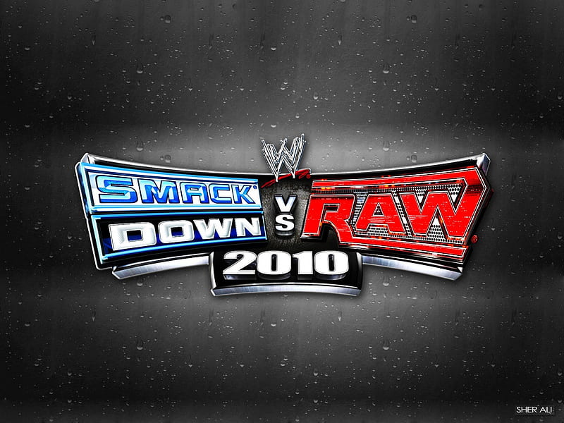 SMACKDOWN VS RAW 2010 LOGO, wrestling, smackdown, cena, hhh, game, wwe, 2010, metal, vs, raw, logo, dark, new, john, smackdown vs raw, undertaker, HD wallpaper
