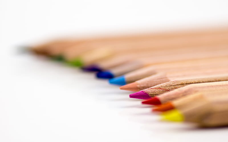 colorful pencils blur, close-up, pencils, HD wallpaper