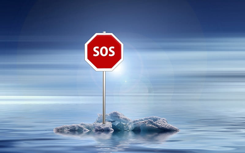 Stop, red, water, warming, ice, sign, sos, climate, HD wallpaper