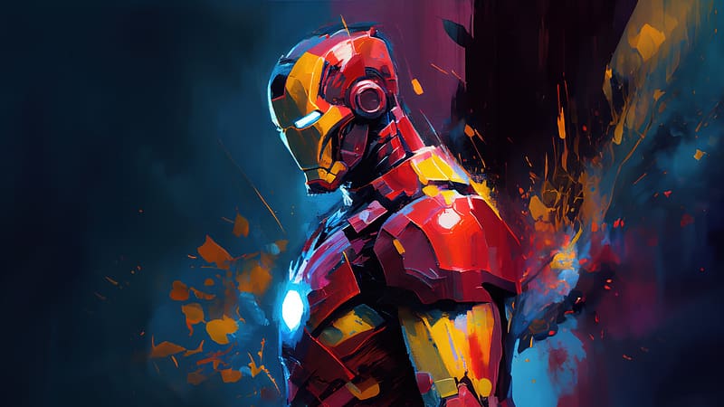 Iron Man Abstract Portrait, iron-man, superheroes, artwork, digital-art, art, artist, artstation, HD wallpaper