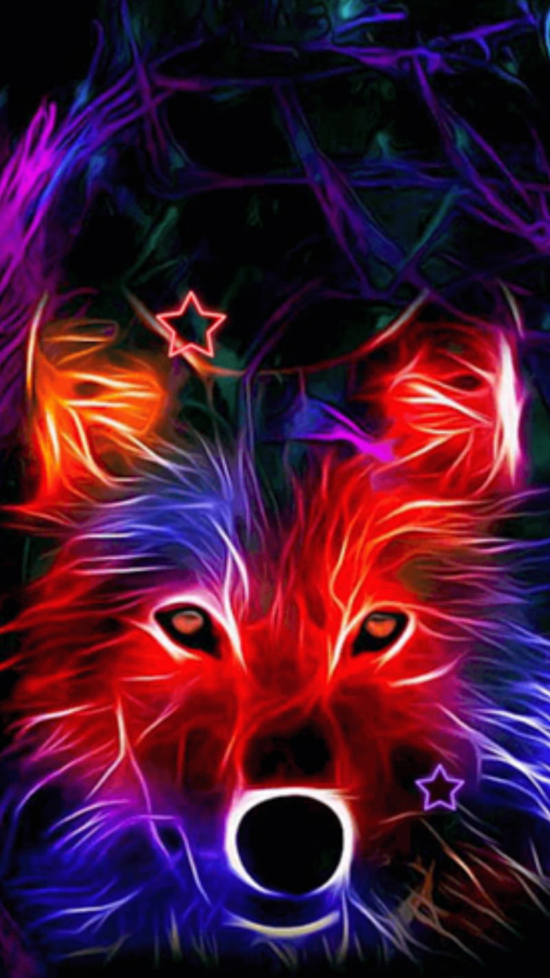 Lobo, dientes de león, neón, lobos, Fondo de pantalla de teléfono HD |  Peakpx