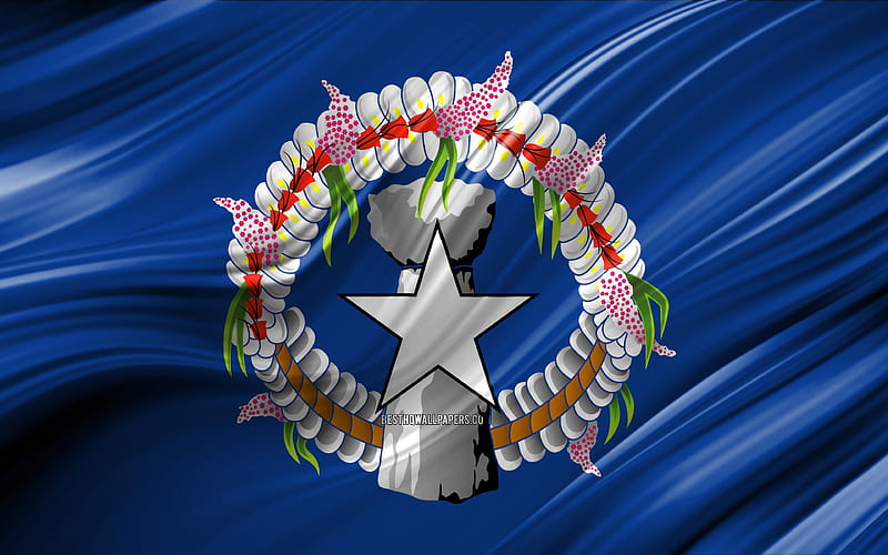 Northern Mariana Islands flag, Oceanian countries, 3D waves, Flag of Northern Mariana Islands, national symbols, Northern Mariana Islands 3D flag, art, Oceania, Northern Mariana Islands, HD wallpaper