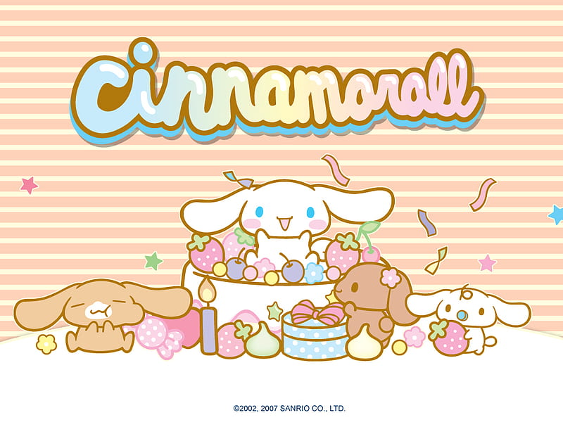Cinnamoroll and their friends at candy time, candy, hello kitty, cinnamoroll, sanrio, sweet, HD wallpaper