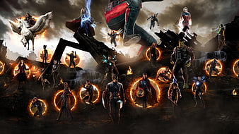 avengers: endgame, artwork, characters, thor, iron man, hulk, Movies, HD wallpaper