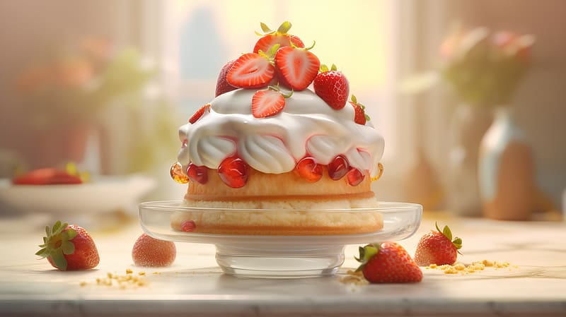 Strawberry cake, Cake, Strawberries, Fresh, Cream, HD wallpaper