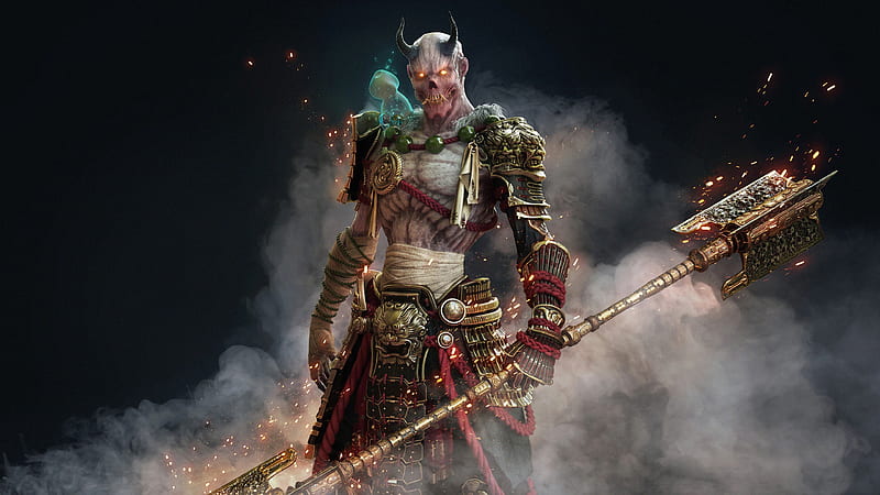 Legendary Oni Shinigami, fantasy, creature, jam3s, armor, demon, HD wallpaper