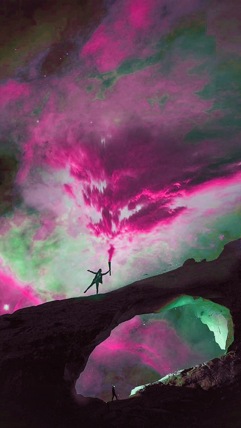 Air Smoke Nature , , night, purple pink, thunder, HD phone wallpaper