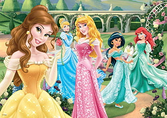Disney Princess, ariel, aurora, bell, drawings, pink, sleeping