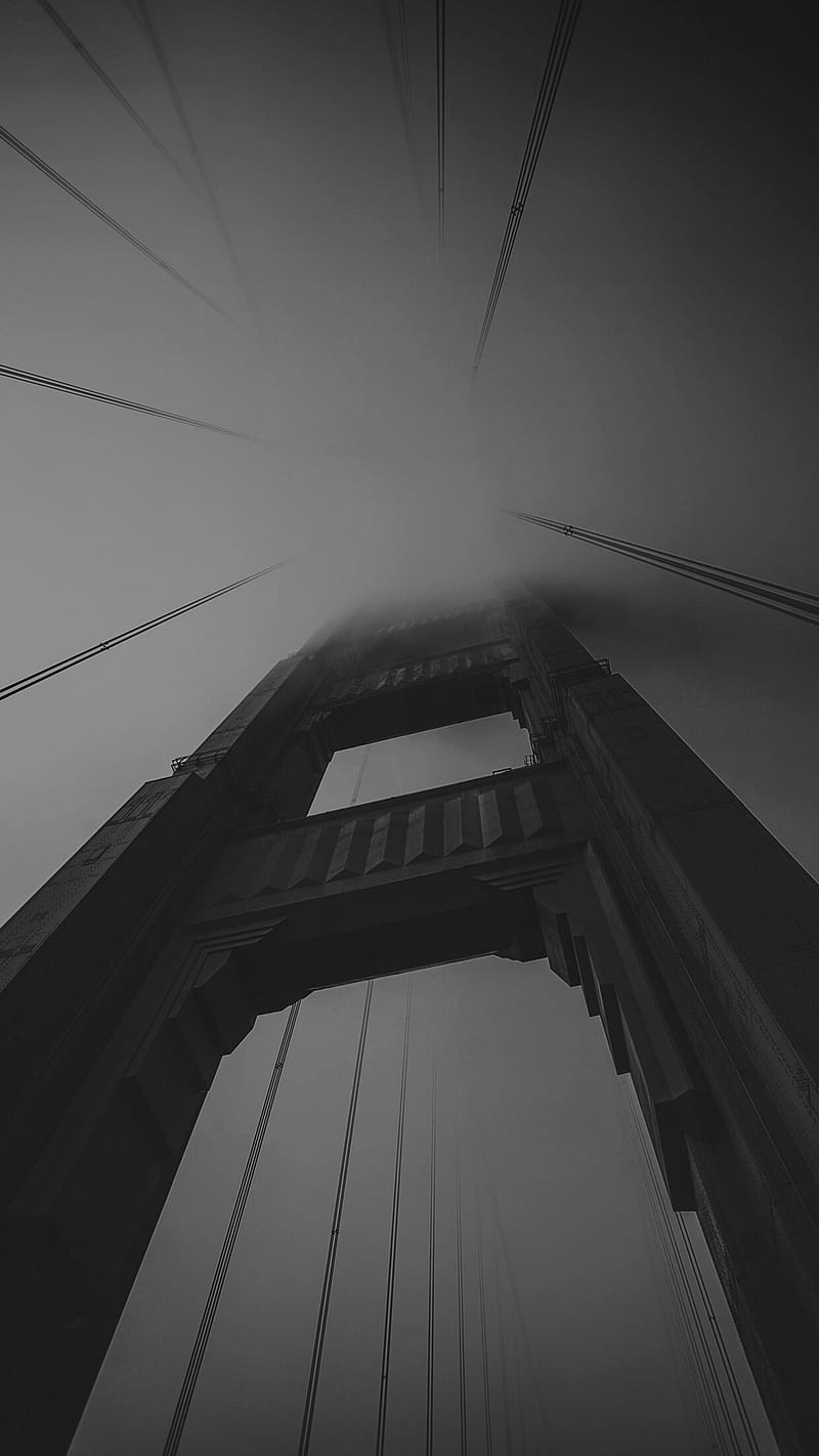 mist, bridge, monochrome, dark, HD phone wallpaper