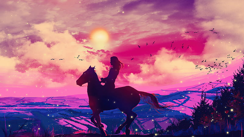 Horse Dream Ride , horse, artist, artwork, digital-art, artstation, HD wallpaper