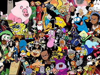 90s cartoon characters collage