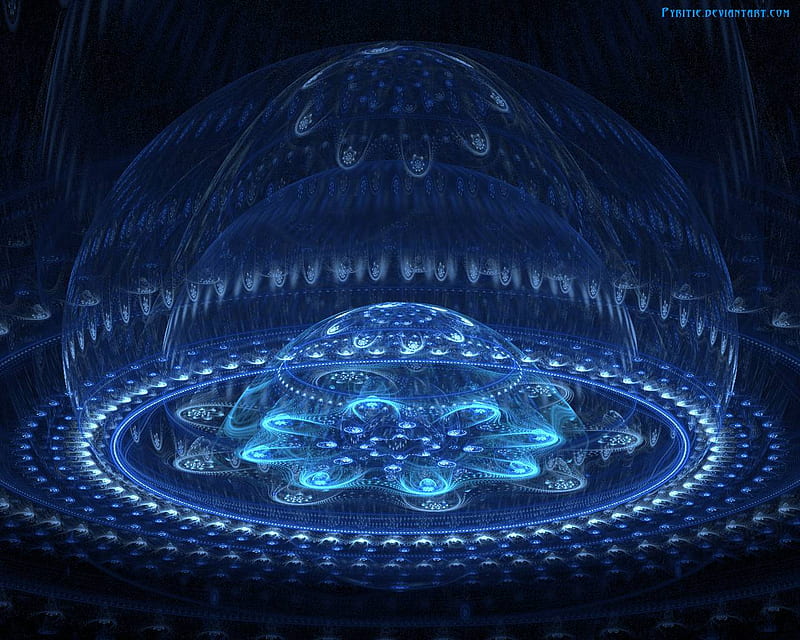 Blue Air Dome, curves, clear, flower, dome, abstract, blue, HD wallpaper
