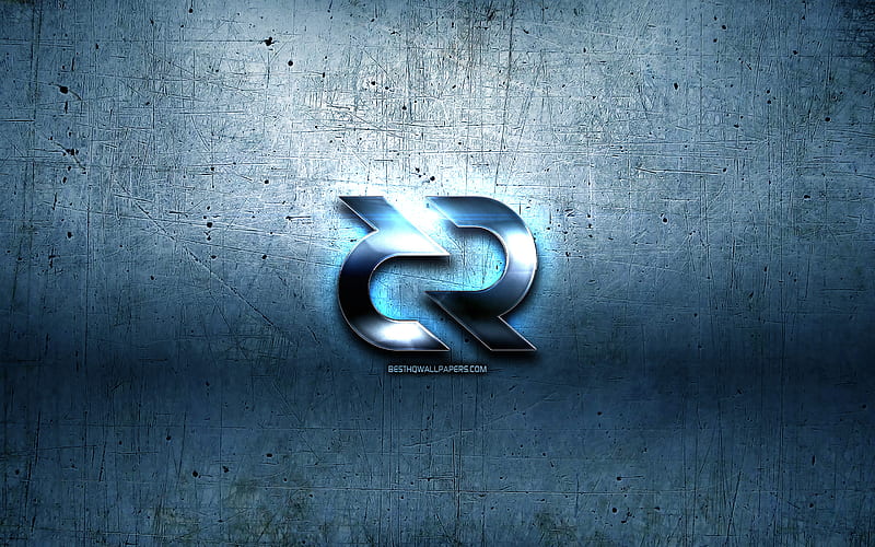 Decred metal logo, grunge, cryptocurrency, blue metal background, Decred, creative, Decred logo, HD wallpaper
