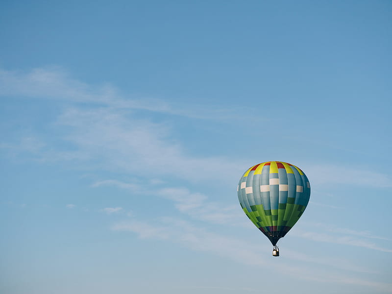 multi-colored hot air balloon flying on sky, HD wallpaper