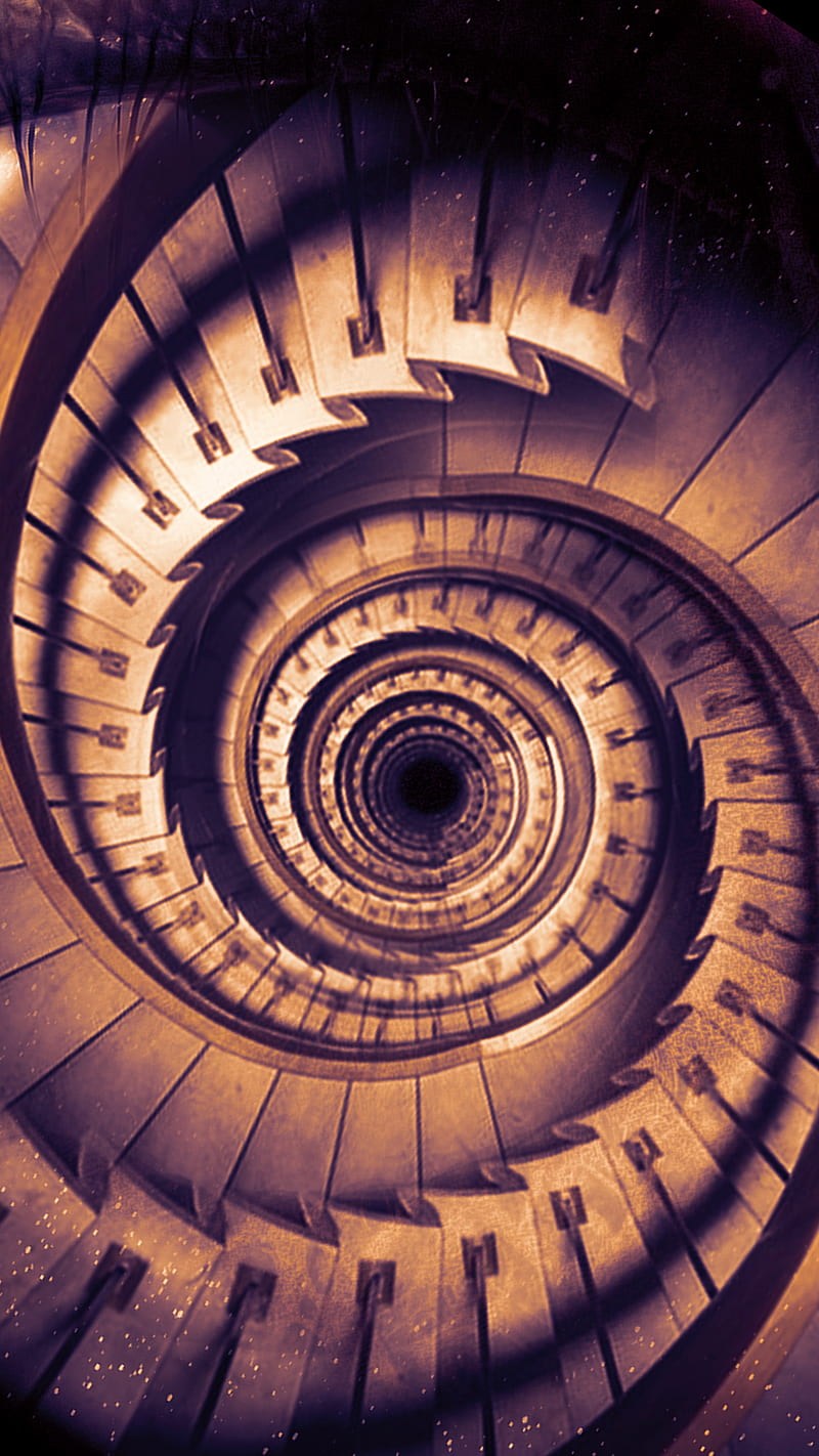 Spiral Eye, Abstract, Anxo, Architecture, Central, Centre, dark, Darker tones, Endless, Eye, Eyes, Ilusion, Loop, Looping, Magic, Magical, Purple, Spiral, Staircase, Stairs, Stairway, HD phone wallpaper