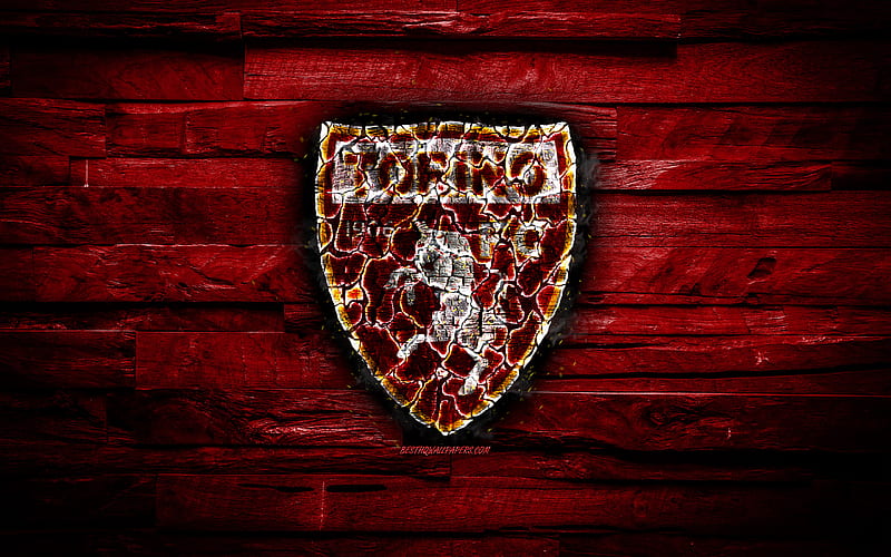 Torino FC, fiery logo, Serie A, maroon wooden background, italian football club, grunge, Toro, football, soccer, Torino logo, fire texture, Italy, HD wallpaper