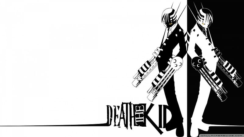 Death the Kid, Black and White, Soul Eater, Gun, HD wallpaper | Peakpx
