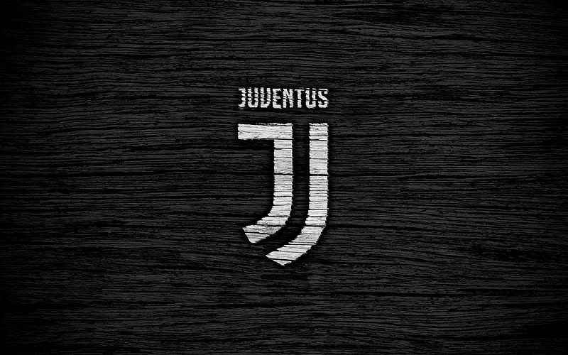Juventus, art, Serie A, black background, new logo, Juve, Italy, wooden texture, FC Juventus, soccer, Juventus new logo, football, Juventus FC, Bianconeri, HD wallpaper