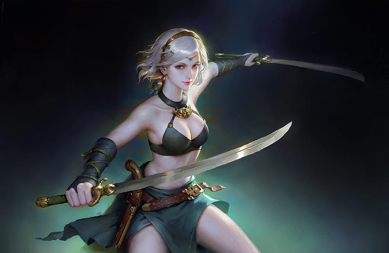 Sword Girl, artist, artwork, artstation, HD wallpaper