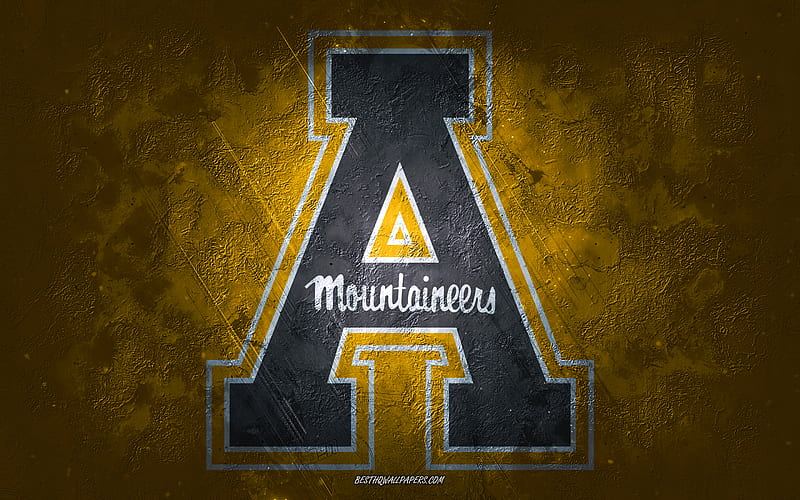 Appalachian State Mountaineers, American football team, yellow background, Appalachian State Mountaineers logo, grunge art, NCAA, American football, USA, Appalachian State Mountaineers emblem, HD wallpaper