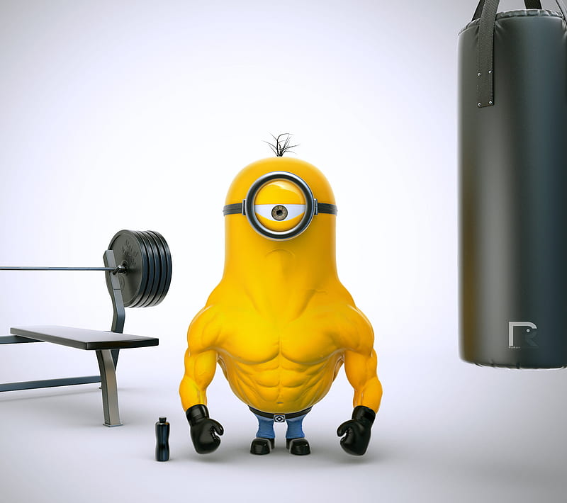 Gym Minion, 2015, android, despicable, funny, me, movie, samsung, HD wallpaper