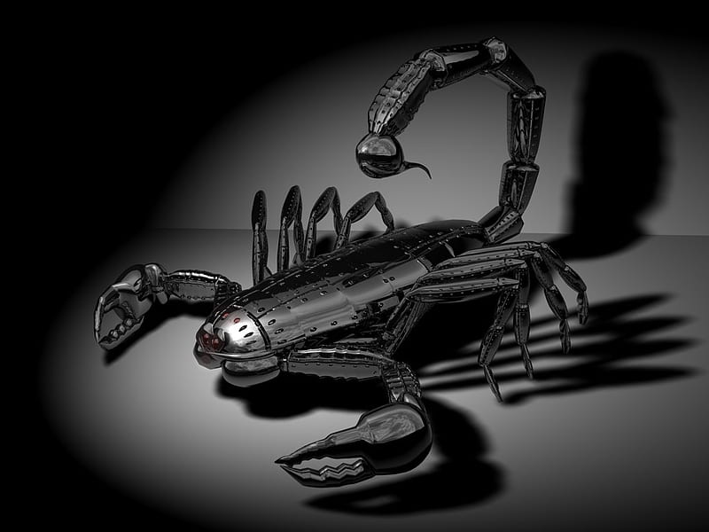 Black Metal Scorpion, metal, 3d, black, abstract, scorpion, HD wallpaper