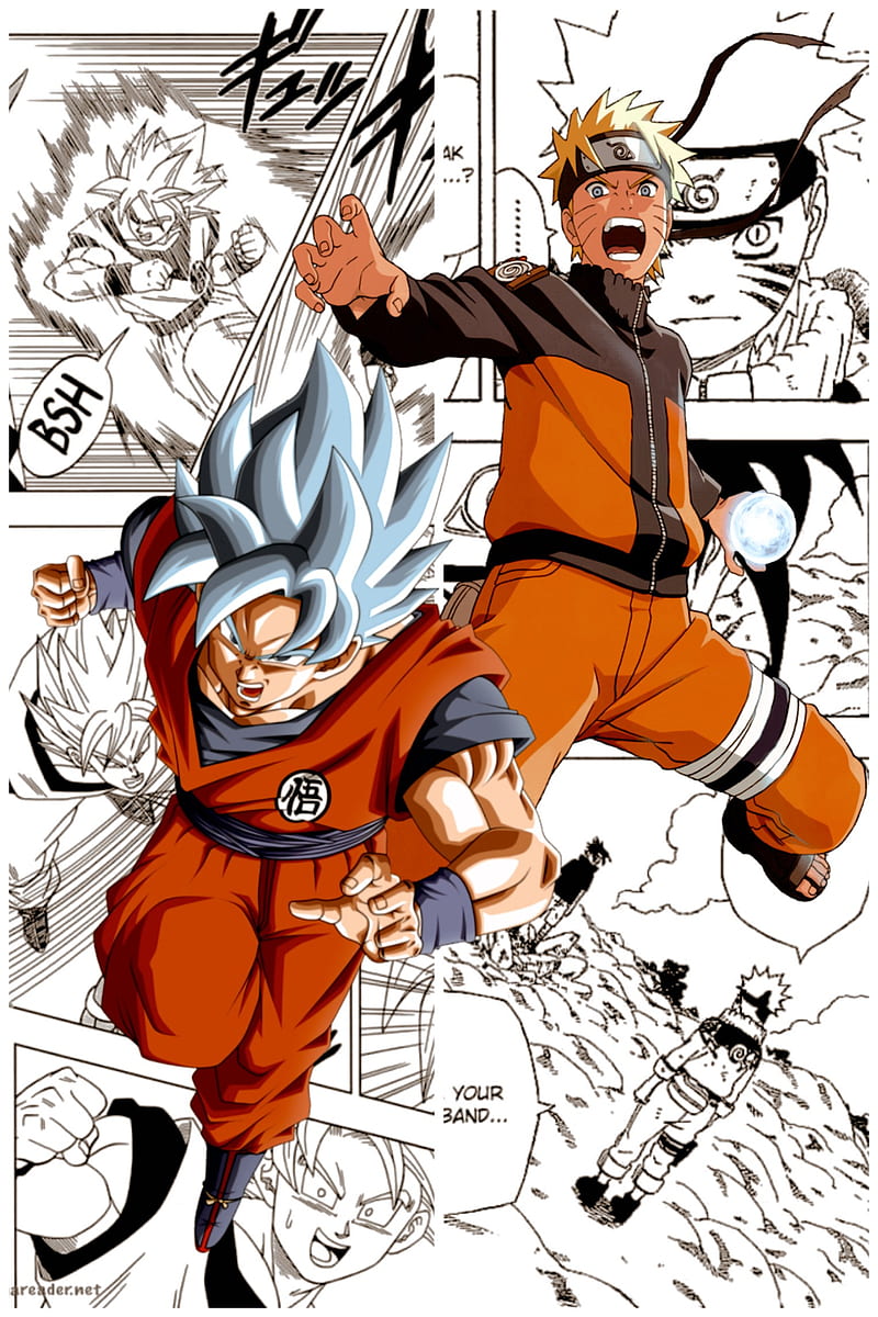 Goku - Naruto, anime, art, fuerza, goku y naruto, HD phone wallpaper