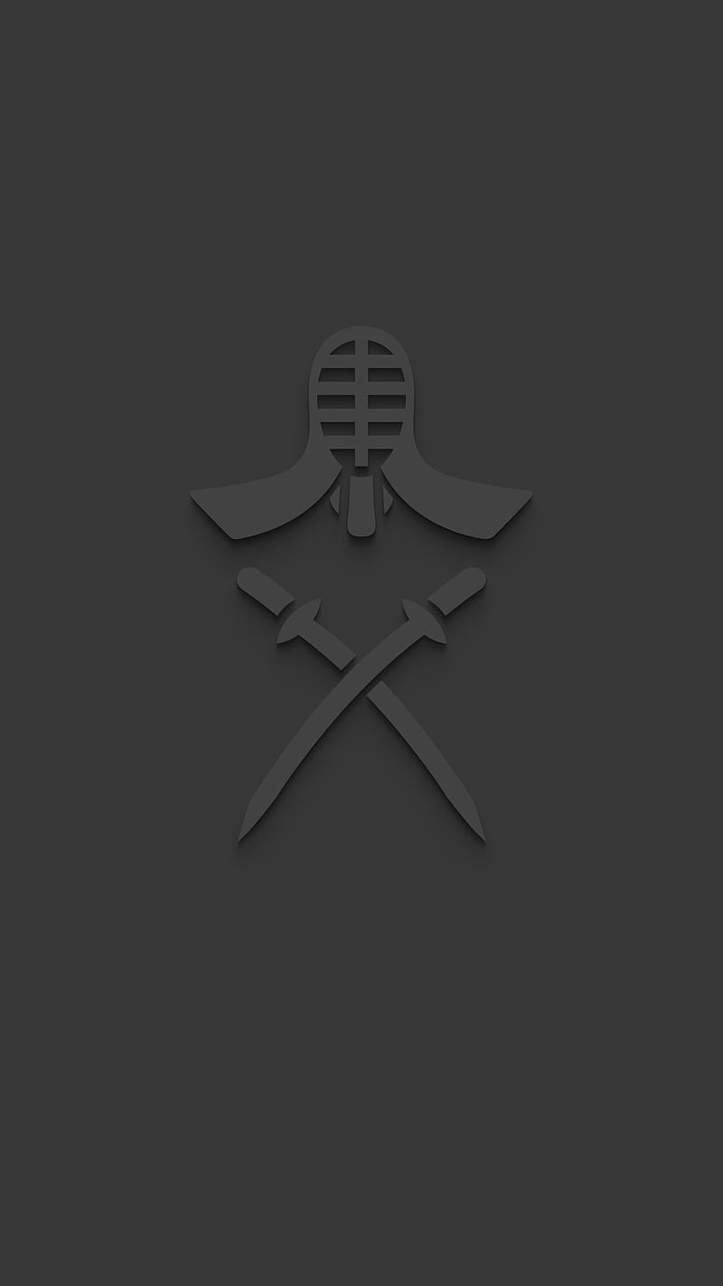 Warrior, clean, gray, kendo, martial arts, minimal, swords, HD phone wallpaper