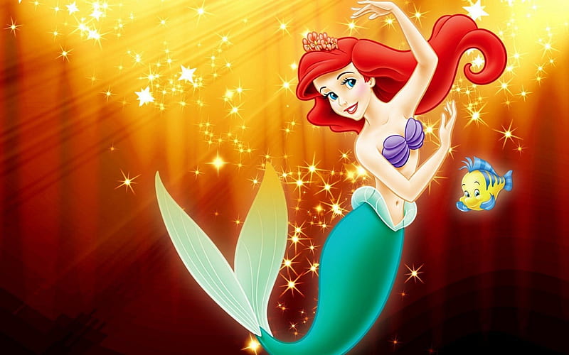The Little Mermaid, Ariel, Disney, Cartoon, Mermaid, Flounder, HD wallpaper