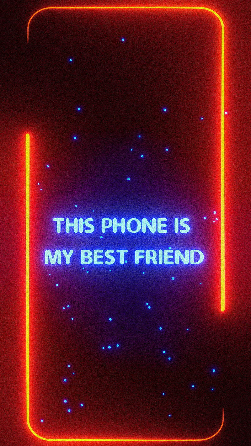 Best Friend Frame 3, amoled, best friend, border, dark, iphone, lights, neon, oneplus, orange, samsung, HD phone wallpaper