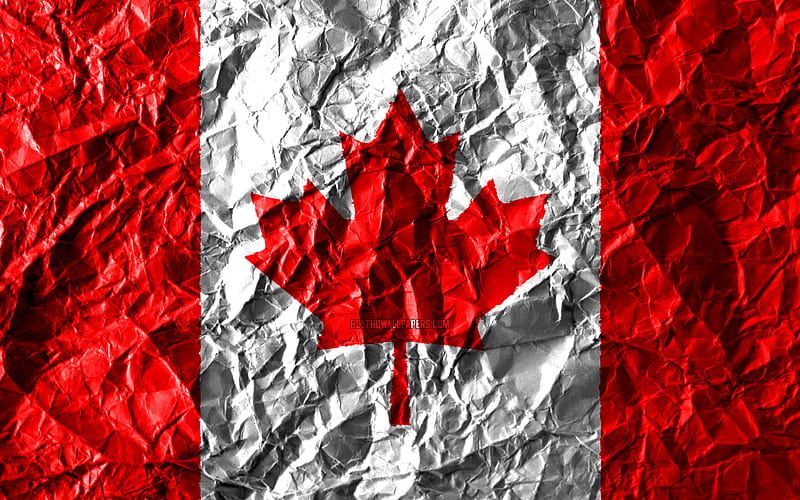 Canadian flag crumpled paper, North American countries, creative, Flag of Canada, national symbols, North America, Canada 3D flag, Canada, HD wallpaper