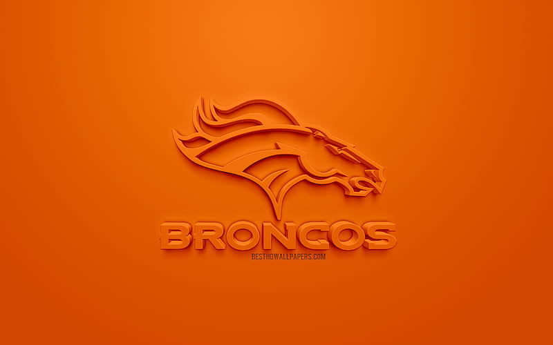 Denver Broncos, American football club, creative 3d logo, orange background, 3d emblem, NFL, Denver, Colorado, USA, National Football League, 3d art, American football, 3d logo, HD wallpaper