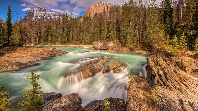 Breathtaking Rocky River Falls, Waterfalls, Mountains, Trees, Forests, Rocks, Rivers, Nature, HD wallpaper