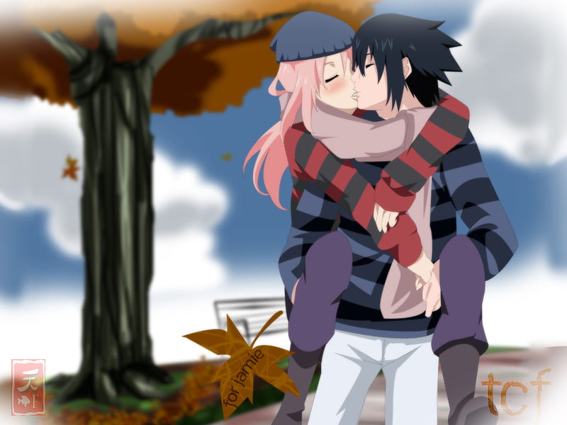 Colors Of Autumn, sakura, autumn, anime, sasuke, love, kiss, HD wallpaper |  Peakpx