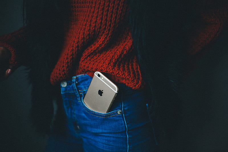 gold iPhone 6 on person's pocket, HD wallpaper