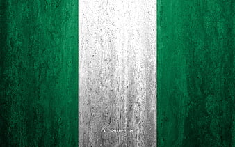 Flag of Nigeria stone texture, waves texture, Nigerian flag, national ...