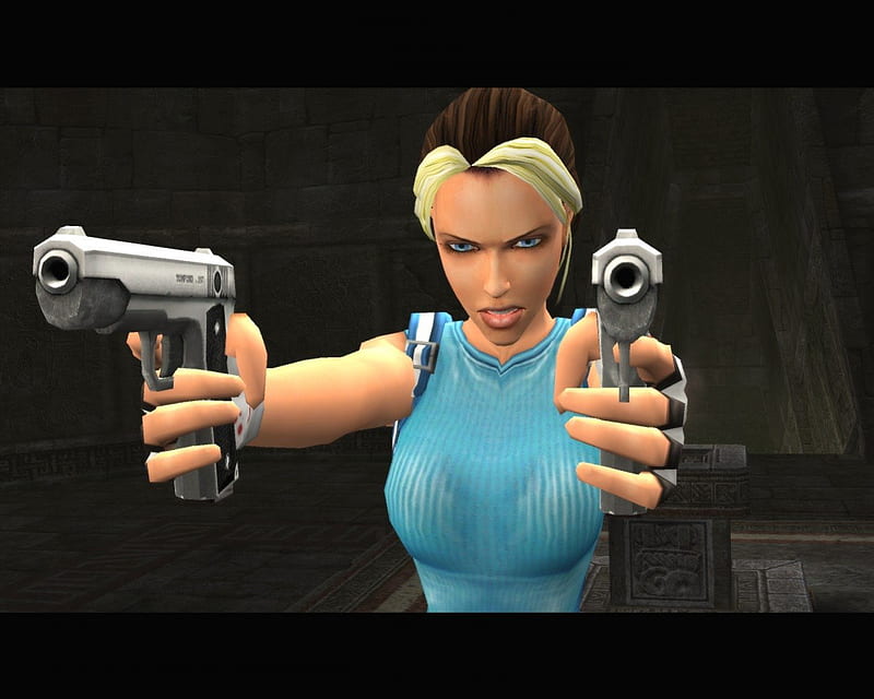 Tomb Raider Anniversary Blonde Pointing, games, pointing, gun, mods, lara croft, blonde, tomb raider anniversary, HD wallpaper