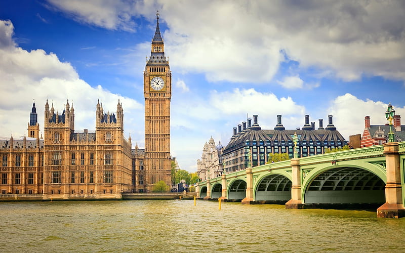 united kingdom, london, bridge, big ben, river, City, HD wallpaper