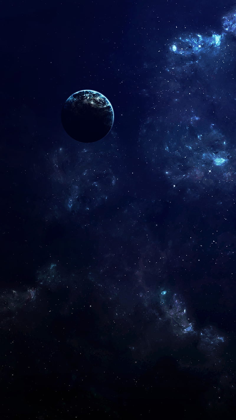 Planet, blue, dark, earth, nature, sky, space, stars, universe, HD phone wallpaper