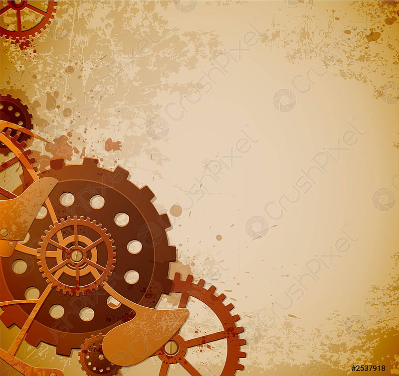 Steampunk background with gears, HD wallpaper