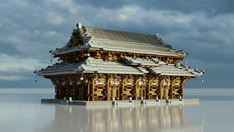 Video Game, Minecraft, Buddhist, japan, Temple, Wooden, HD wallpaper