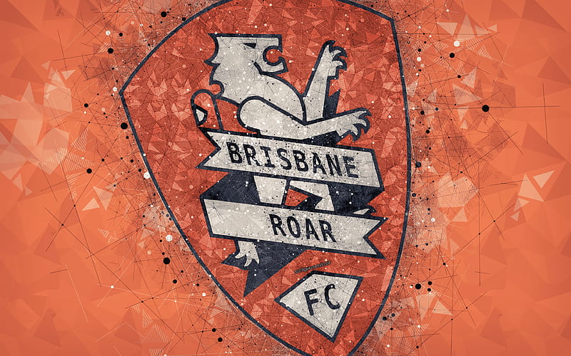 Brisbane Roar FC logo, geometric art, Australian football club, orange background, A-League, Brisbane, Australia, football, HD wallpaper