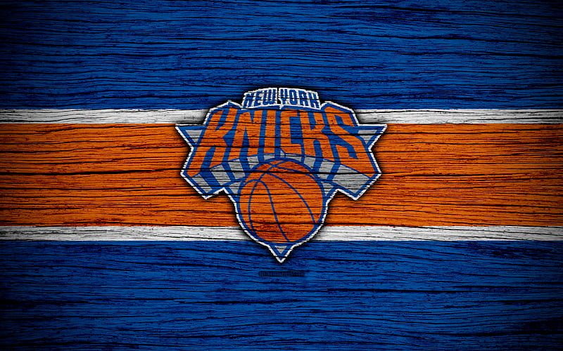 New York Knicks, NBA, wooden texture, basketball, Eastern Conference, NY Knicks, USA, emblem, basketball club, New York Knicks logo, HD wallpaper