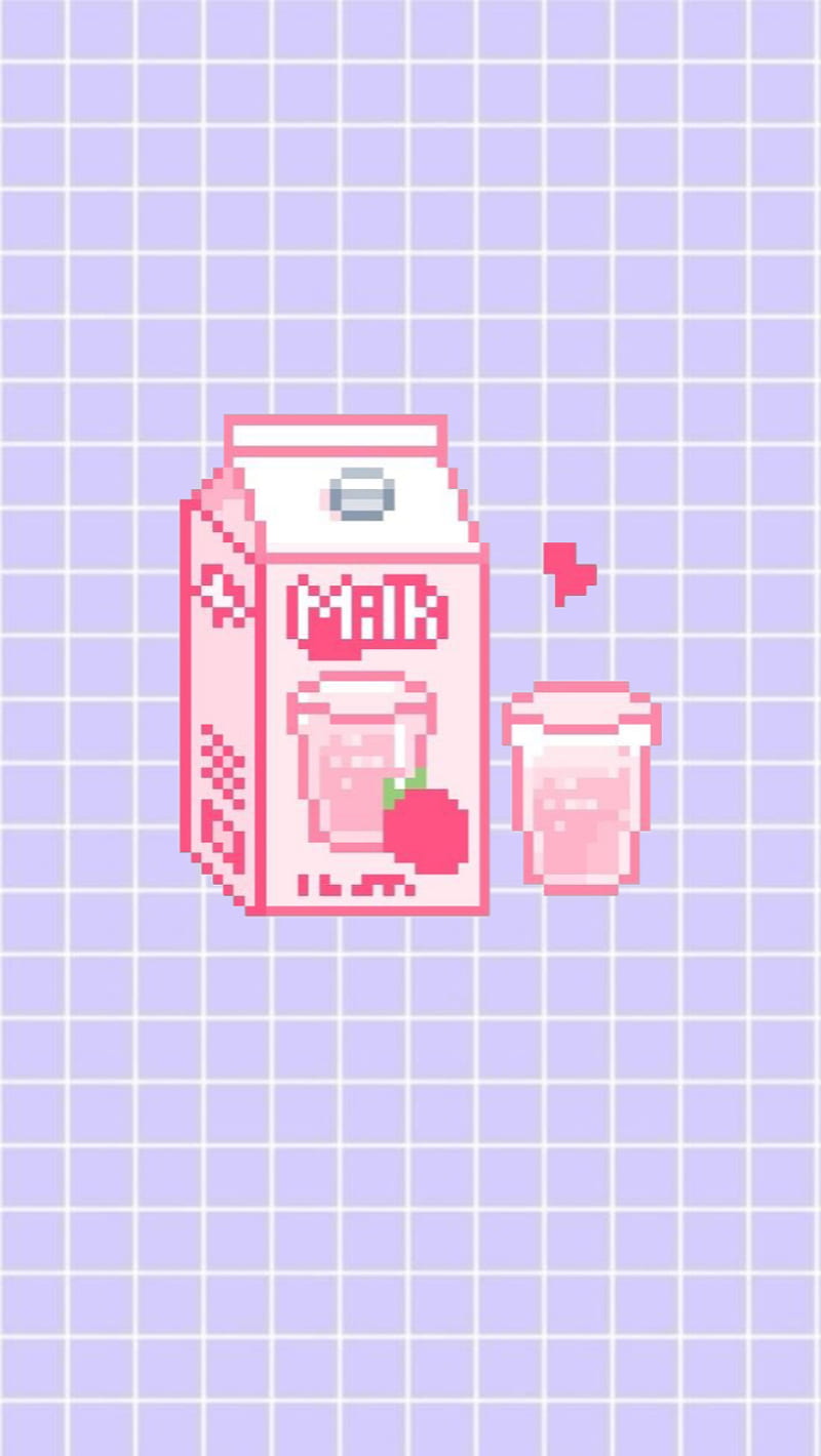 Kawaii, aesthetic, milk, pixel, HD phone wallpaper