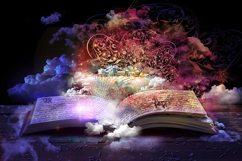 Magic book, pretty, fantasy, pages, book, magic, smoke, mystic, enchanted, HD wallpaper