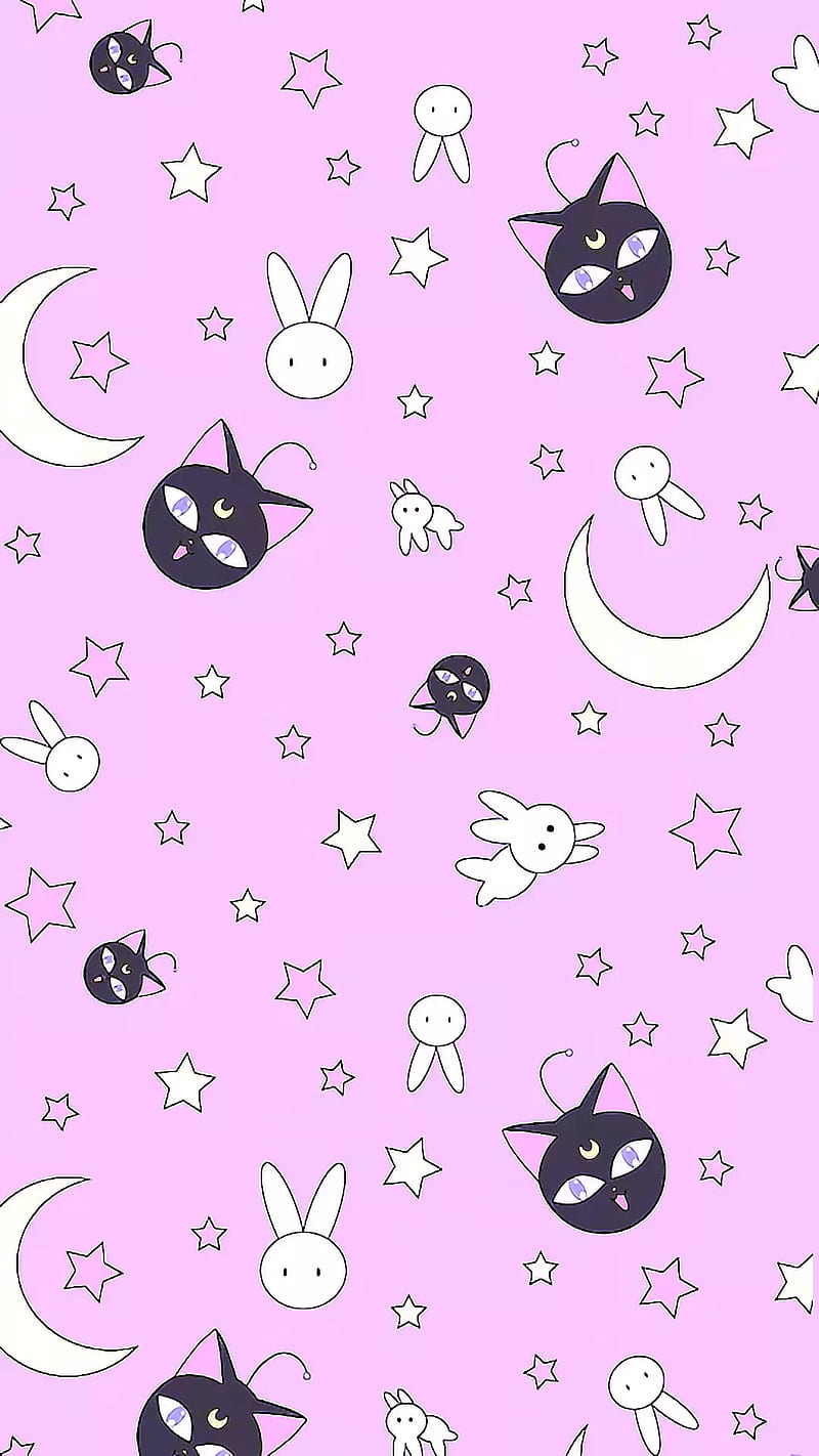 Sailor moon, black, cat, pink, HD phone wallpaper | Peakpx