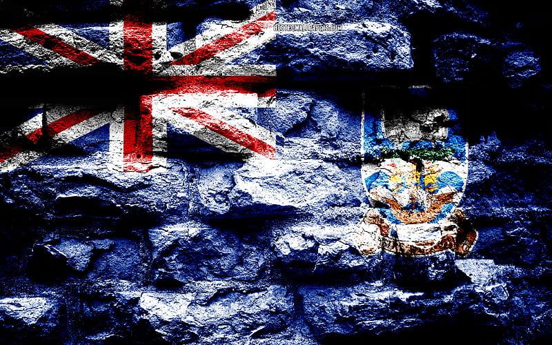 Falkland Islands flag, grunge brick texture, Flag of Falkland Islands, flag on brick wall, Falkland Islands, Europe, flags of North America countries, HD wallpaper