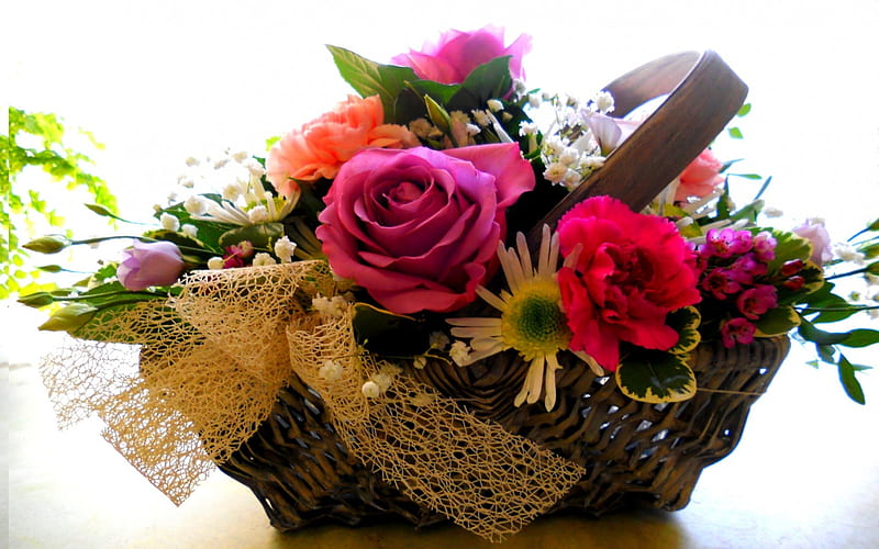 BASKET FULL of LOVE For AdeleG, flowers, roses, bouquet, love, HD wallpaper