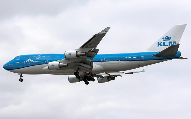 Boeing 747, passenger plane, air travel, passenger airlines, KLM, PH-BFY, Boeing, HD wallpaper